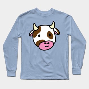 Cute cartoon dairy cow doodle brown spots Long Sleeve T-Shirt